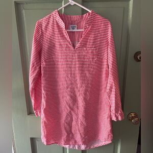 HIHO Bananakeet Linen Tunic Dress coral striped LIKE NEW B11